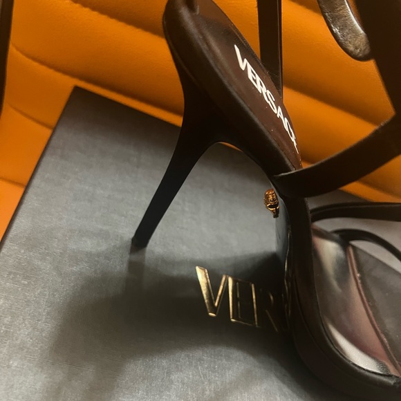 Versace Medusa Satin Strappy Platform Heels - Picture 3 of 3